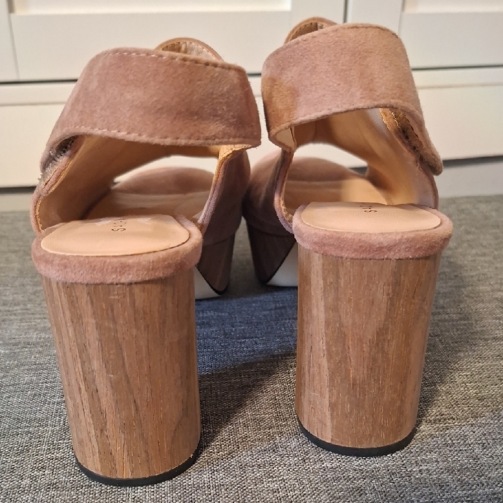 Sacha London Taupe Suede Platform Slingback Heels - Picture 6 of 11